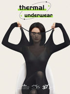 2 Pcs Women's Seamless Ultra-Thin Thermal Underwear - Soft & Comfy Long Sleeve Round Neck Top shein