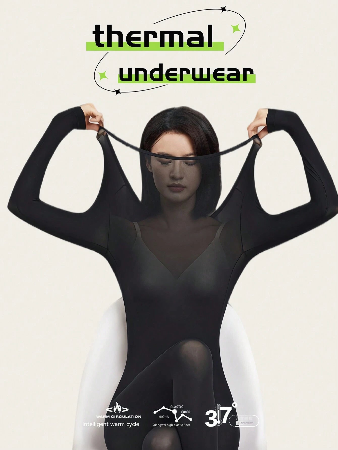 2 Pcs Women's Seamless Ultra-Thin Thermal Underwear - Soft & Comfy Long Sleeve Round Neck Top shein