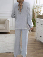 2pcs Women Casual Contrast Color Knit Sweater & Pants Set shein