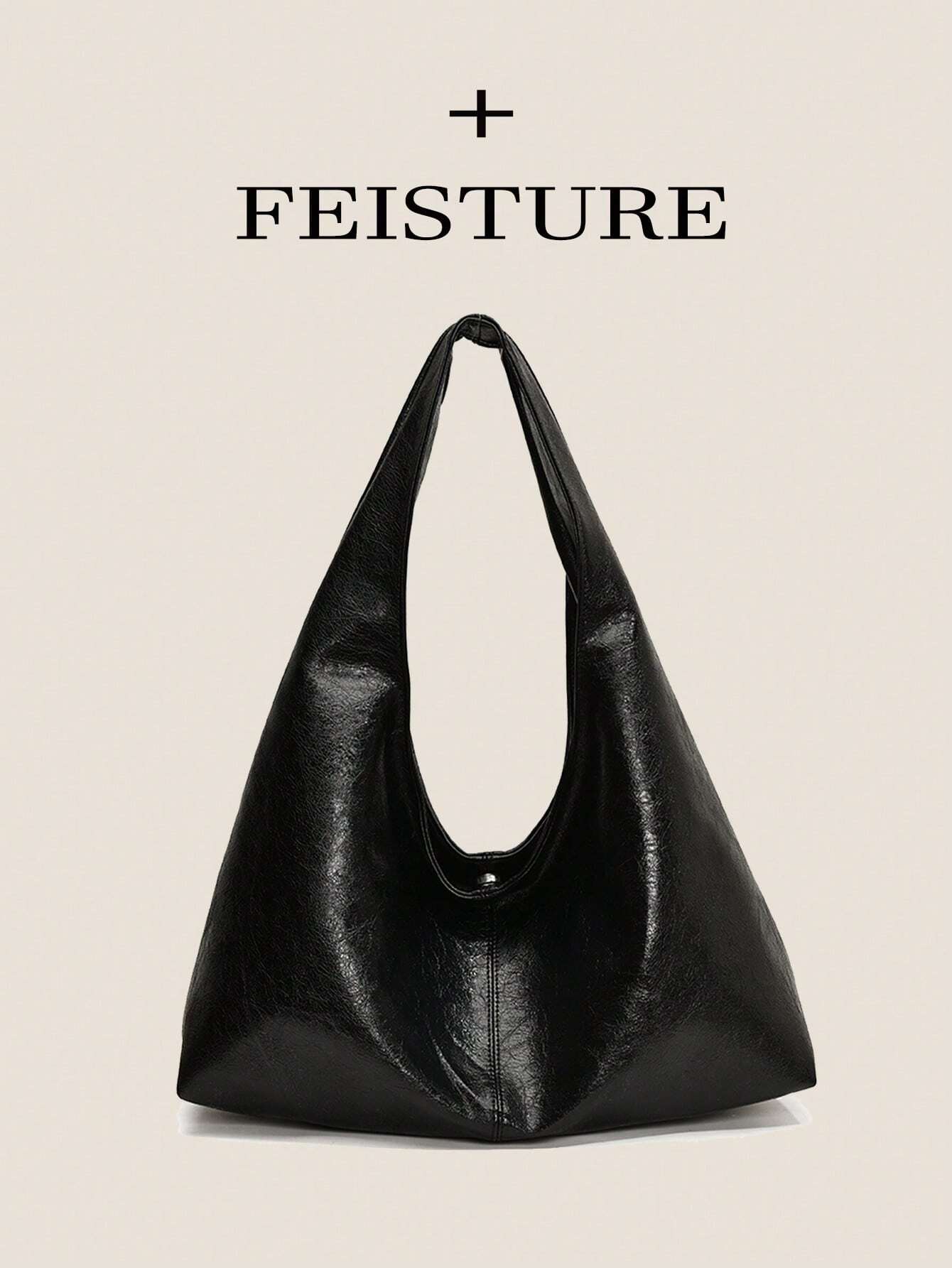FEISTURE 1pc Solid Color PU Glossy Shoulder Tote Bag shein