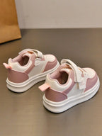 1 Pair Baby Leather Patchwork Color Hook And Loop Sneakers