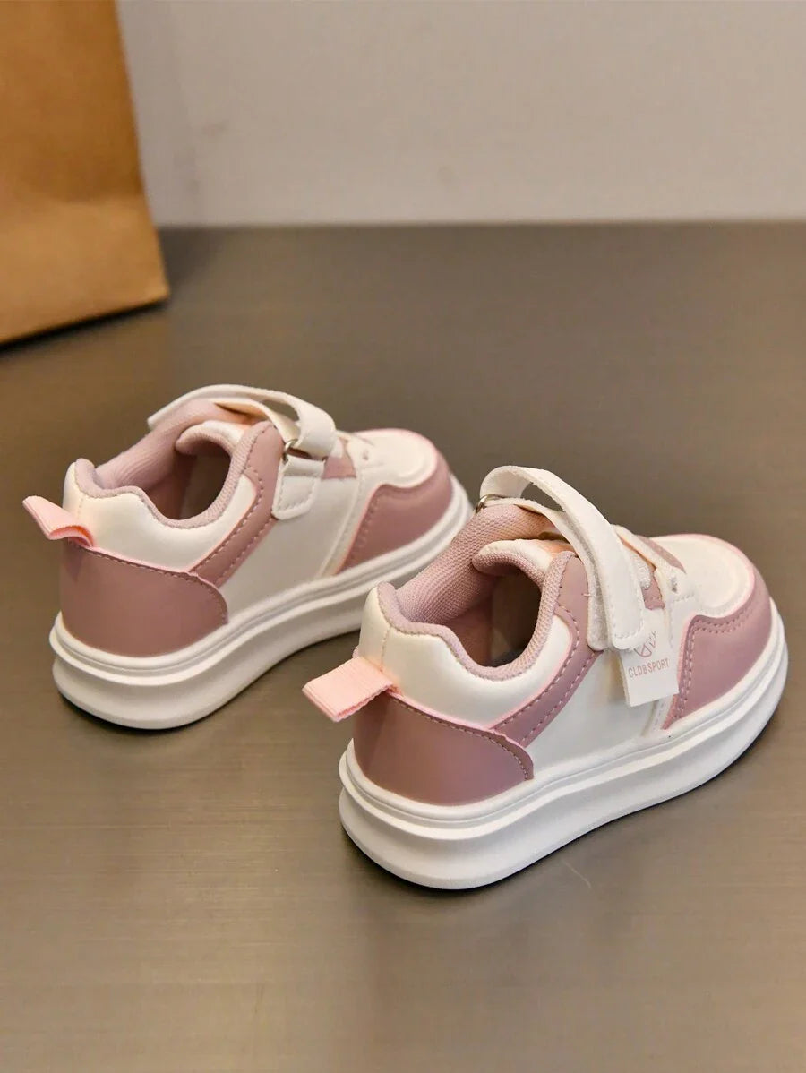 1 Pair Baby Leather Patchwork Color Hook And Loop Sneakers