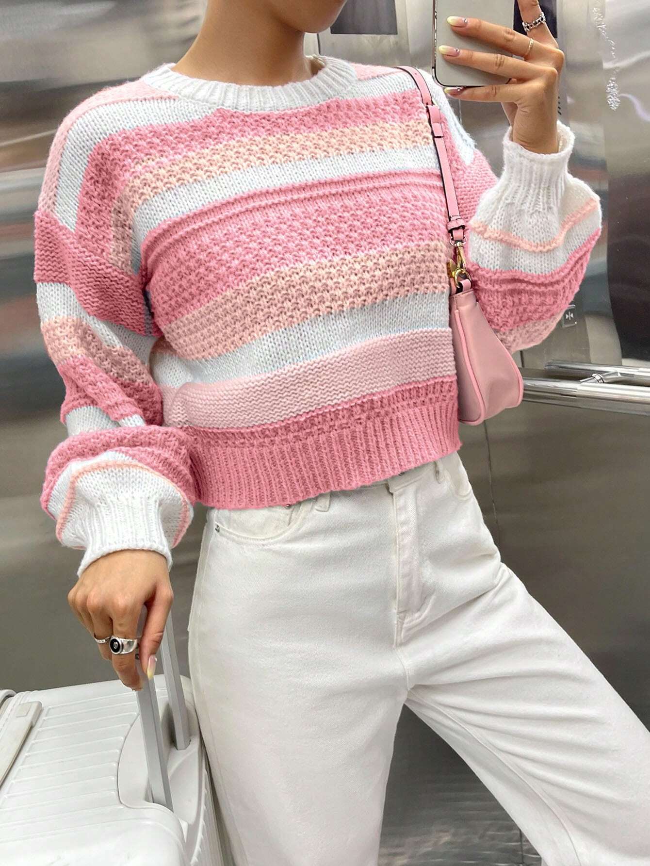 MOOSTA Colorblock Drop Shoulder Sweater shein