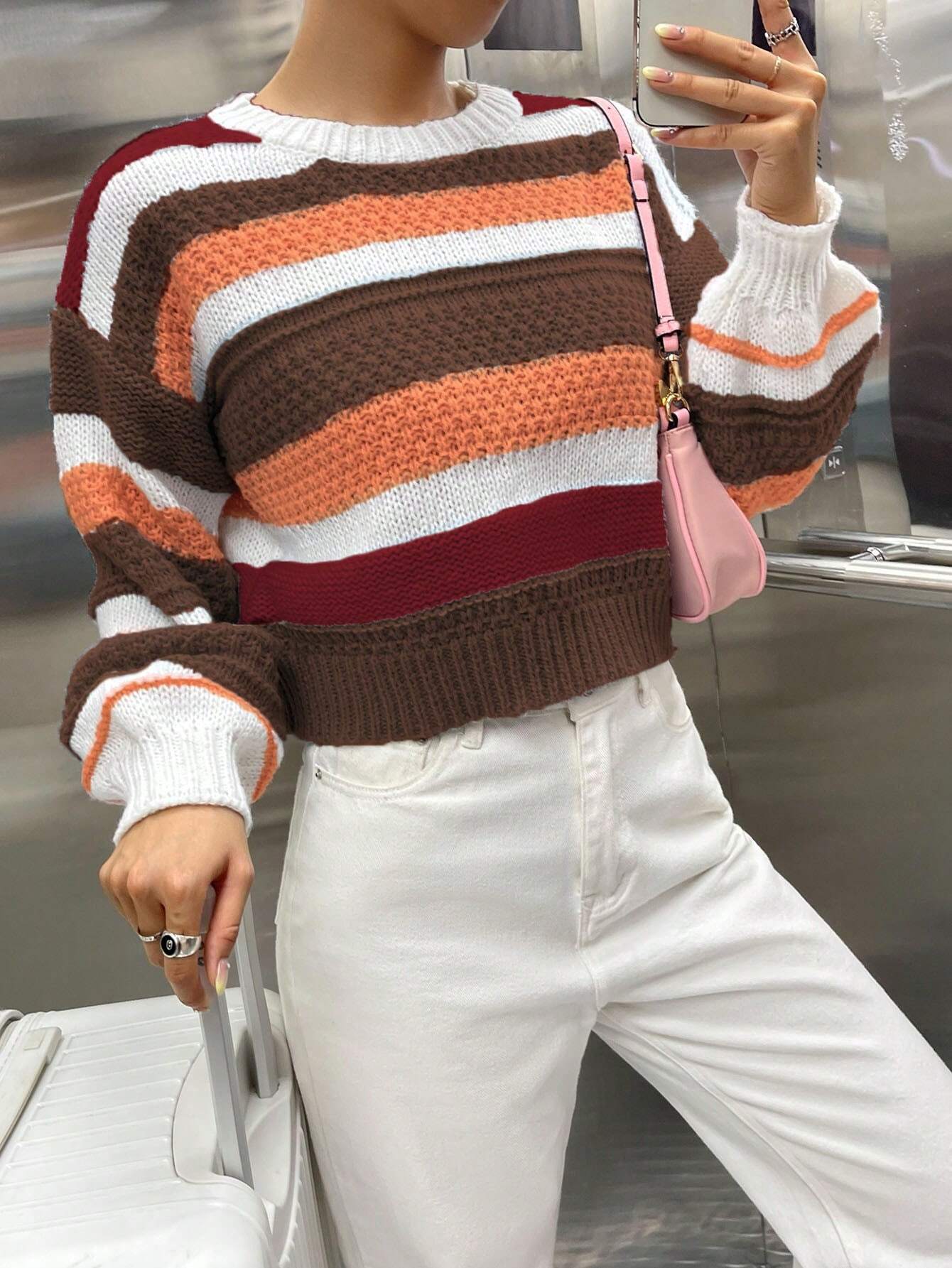 MOOSTA Colorblock Drop Shoulder Sweater shein