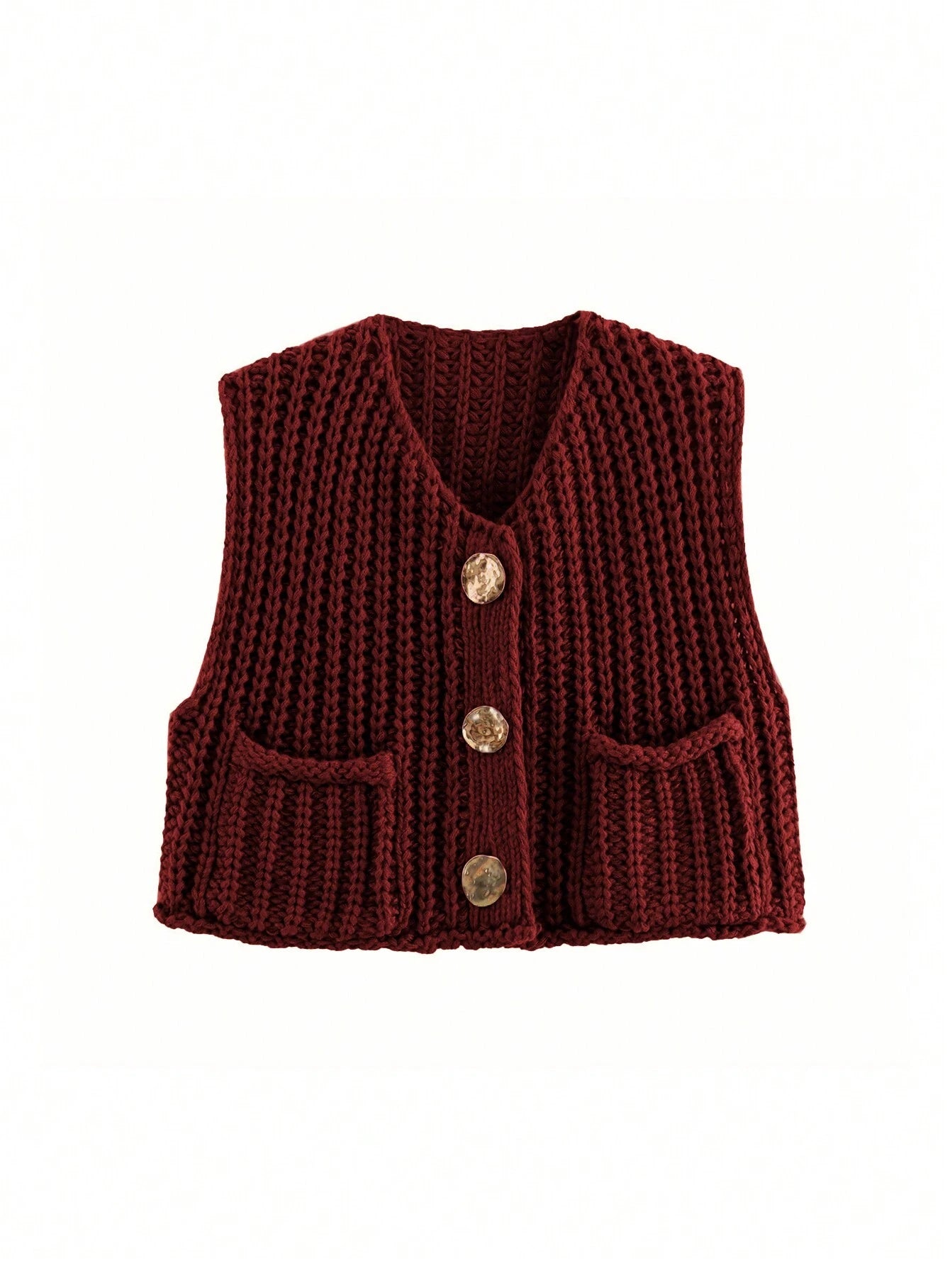 Essnce Women's Plain Color Single-Breasted V-Neck Sleeveless Casual Cardigan