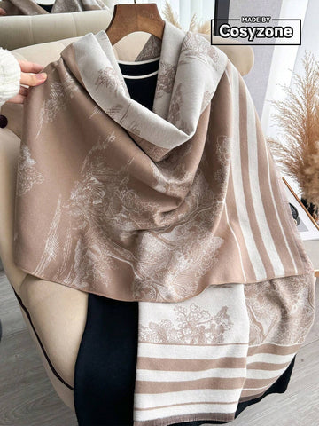 1pc Women's Reversible Imitation Cashmere Floral Printed Warm Scarf Shawl