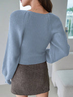DAZY Sweetheart Neck Raglan Sleeve Sweater shein