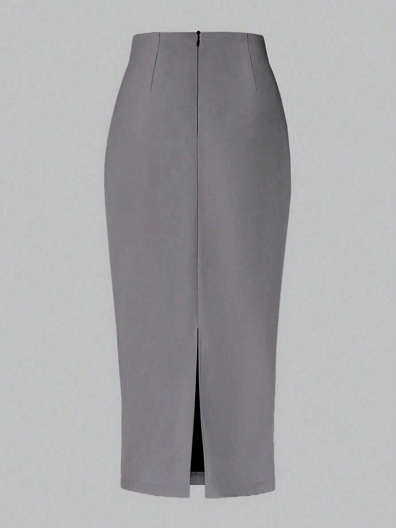 Essnce Solid Color Pleated Back Zipper Slit Skirt shein