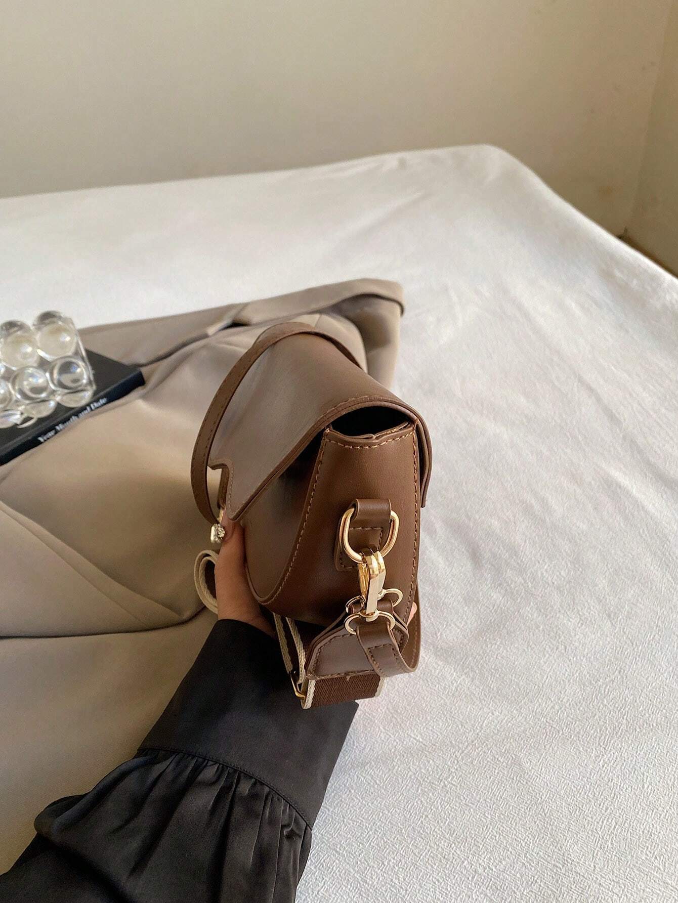 Fashionable Solid Color Mini Crossbody Bag shein