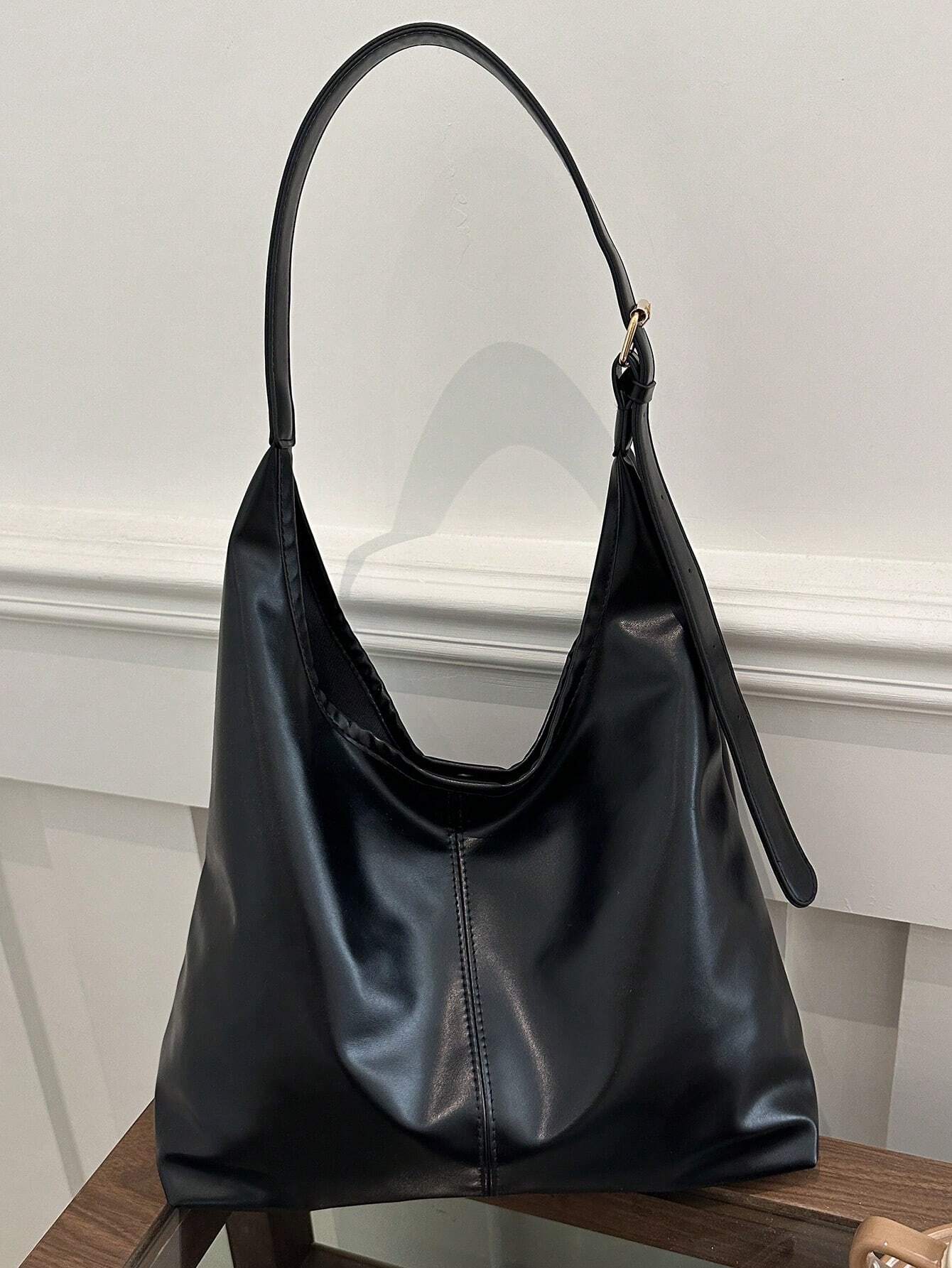 New Fashion All-Match Texture Solid Color PU Shoulder Bag shein