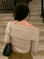 DAZY Women Casual & Elegant Solid Color Off-Shoulder Sweater shein
