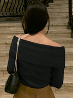 DAZY Women Casual & Elegant Solid Color Off-Shoulder Sweater shein