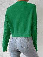 MOOSTA Drop Shoulder Cable Knit Cardigan & Crop Knit Top shein
