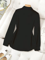 ChicEase Basic Transparent Plain Simple Collared Shirt shein