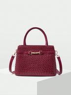 MOTF PREMIUM LADIES COMMUTER CHIC SOLID COLOR CROCODILE EMBOSSED METAL BUCKLE DECOR HANDBAG shein