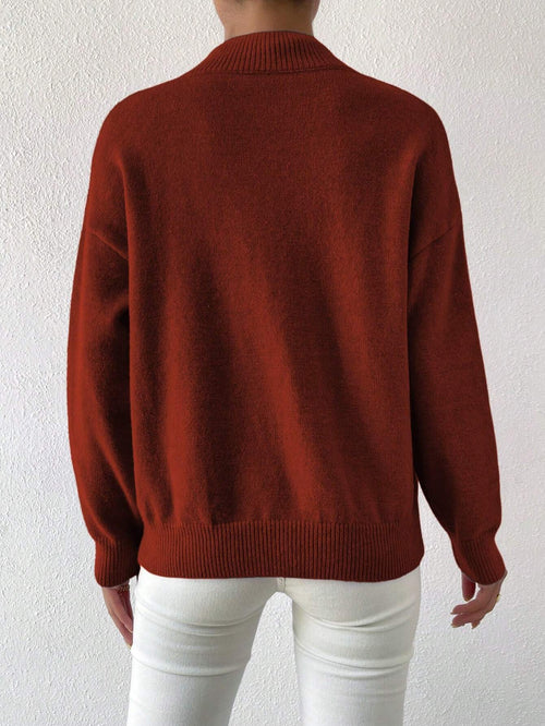Frenchy Women's Crew Neck Long Sleeve Simple Knitted Sweater shein