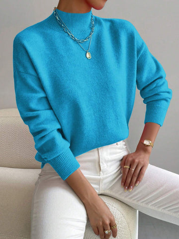 Frenchy Women's Crew Neck Long Sleeve Simple Knitted Sweater