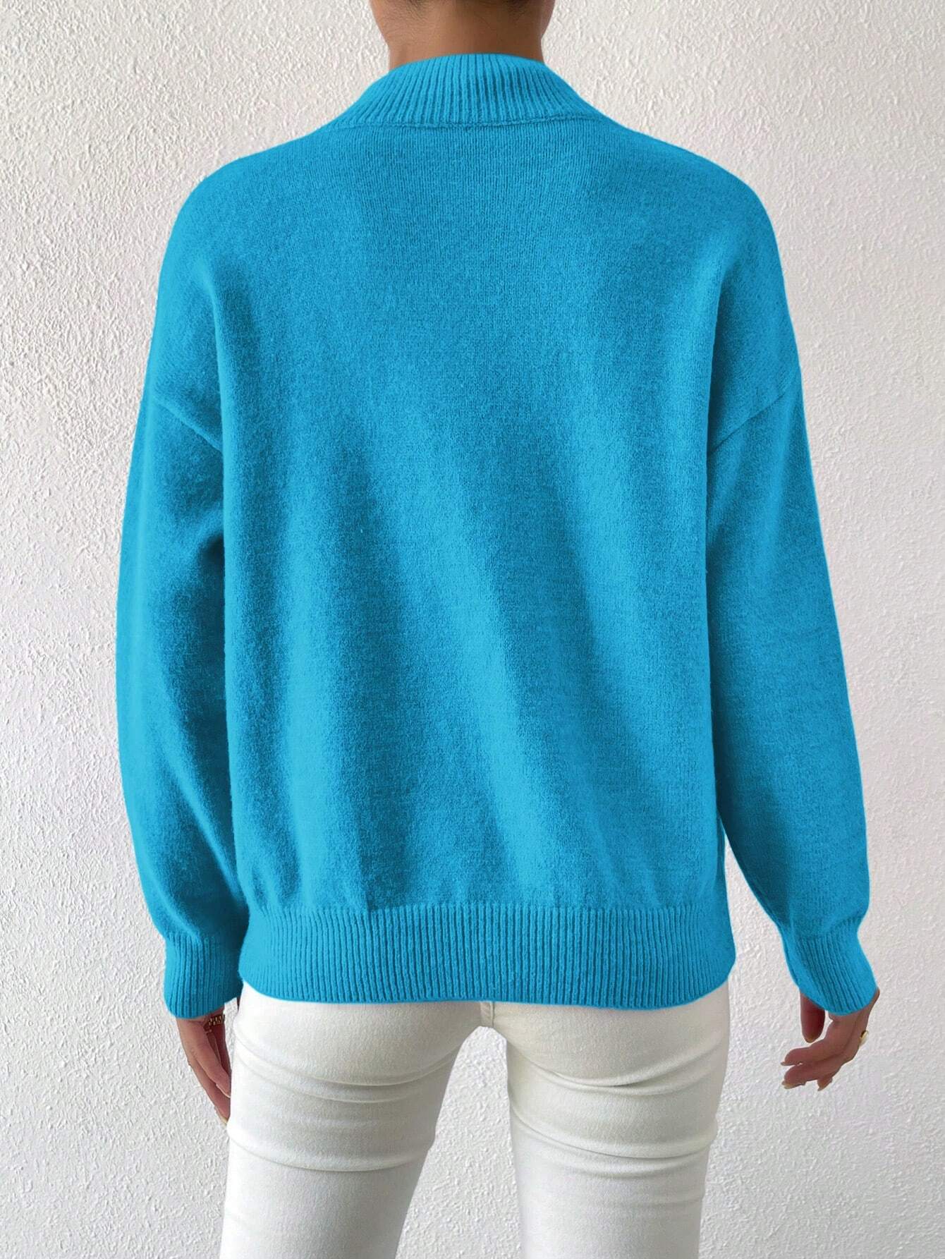 Frenchy Women's Crew Neck Long Sleeve Simple Knitted Sweater shein