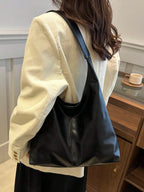 New Fashion All-Match Texture Solid Color PU Shoulder Bag shein