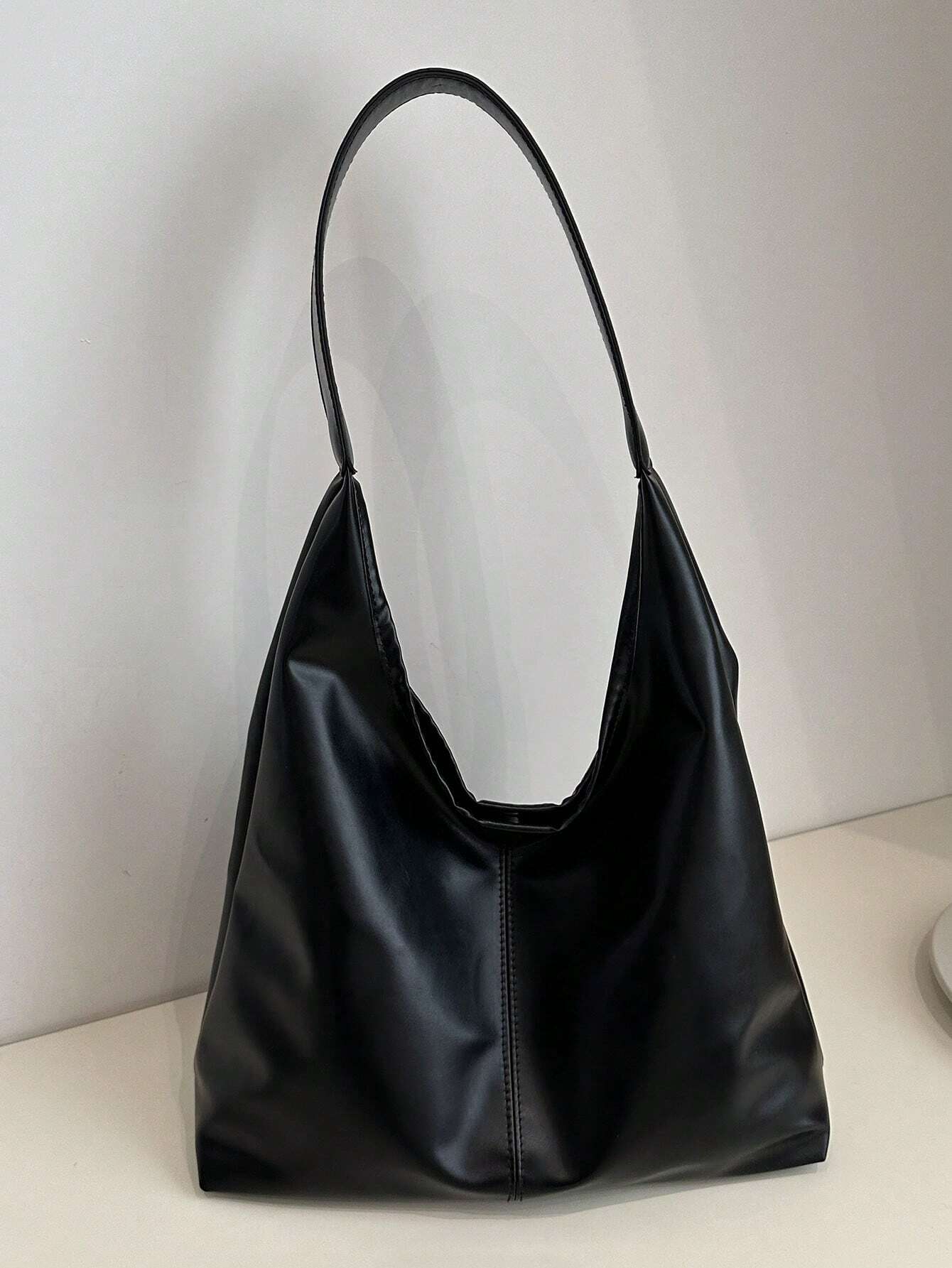 New Fashion All-Match Texture Solid Color PU Shoulder Bag shein