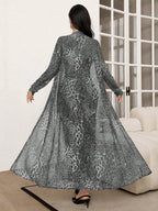 Modely 2pcs/Set Leopard Print Mesh Sleeveless Dress And Cardigan Shawl shein