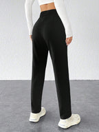 PETITE Solid Fold Pleated White Pants shein