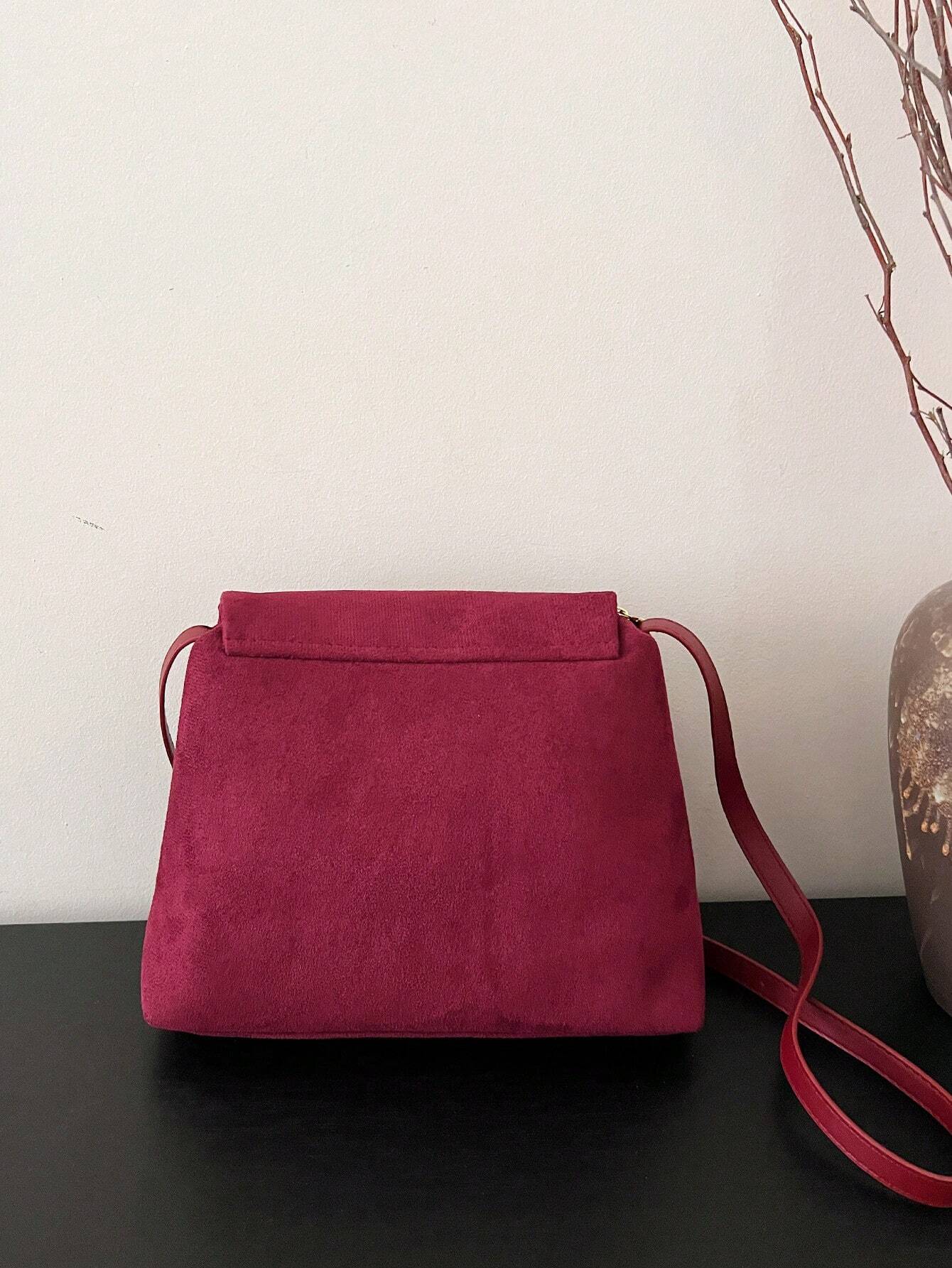 Vintage Texture Flap Shoulder Bag, Buckle Decor Crossbody Commuter Bag shein