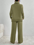 Essnce 2pcs/Set Women Casual High Neck Drop Shoulder Sweater And Pants shein