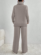 Essnce 2pcs/Set Women Casual High Neck Drop Shoulder Sweater And Pants shein