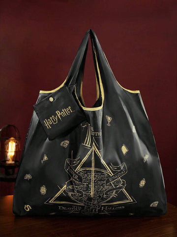 Letter & Harrypotter Deathly Hallows Geo Graphic Tote Bag