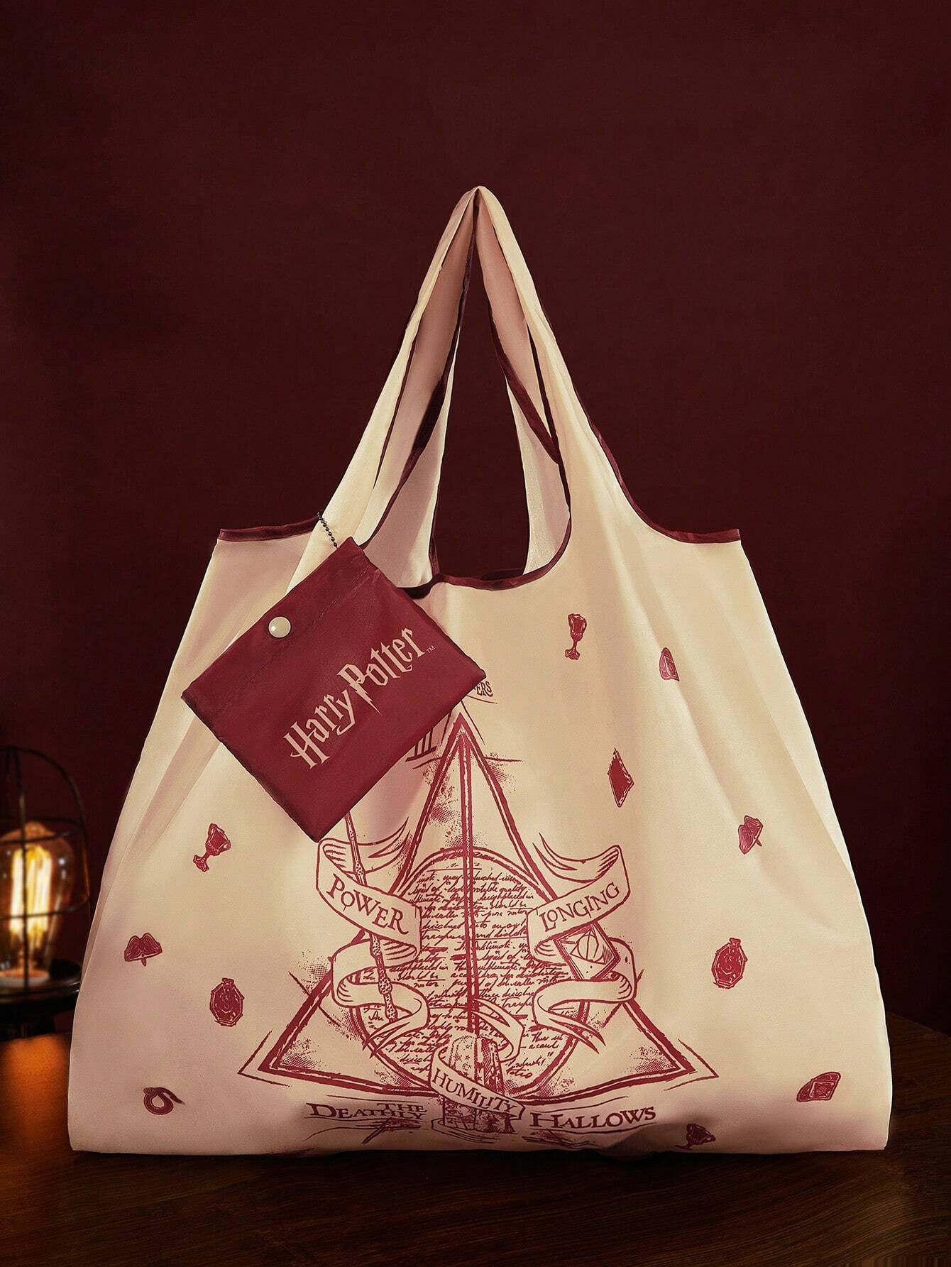 Letter & Harrypotter Deathly Hallows Geo Graphic Tote Bag shein