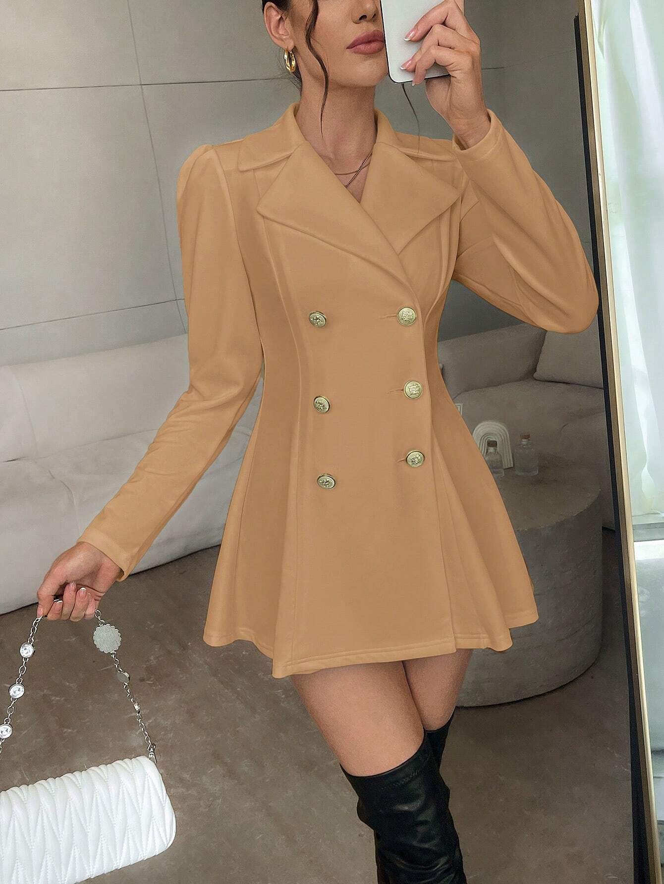 Privé Lapel Collar Double Breasted Blazer Dress