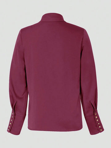 Women's Fashion Long Sleeve Solid Color Shirt
