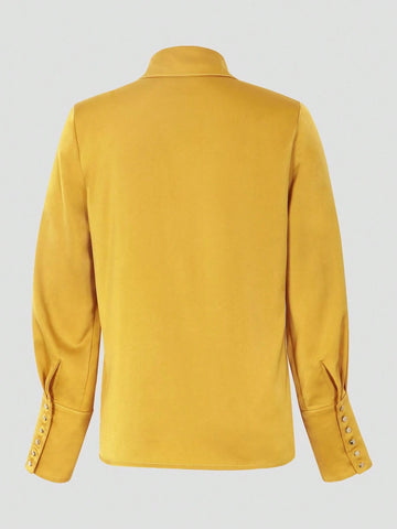 Women's Fashion Long Sleeve Solid Color Shirt