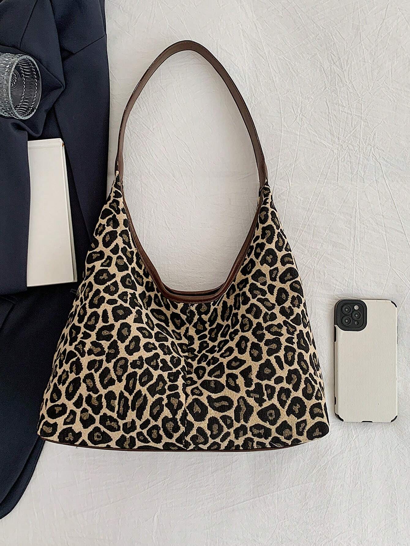 New Fashion All-Match Texture Solid Color PU Shoulder Bag shein