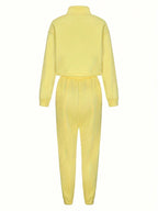 EZwear Dropped Shoulder Drawstring Hem Sweatshirt And Sports Pants Two Piece Outfit shein