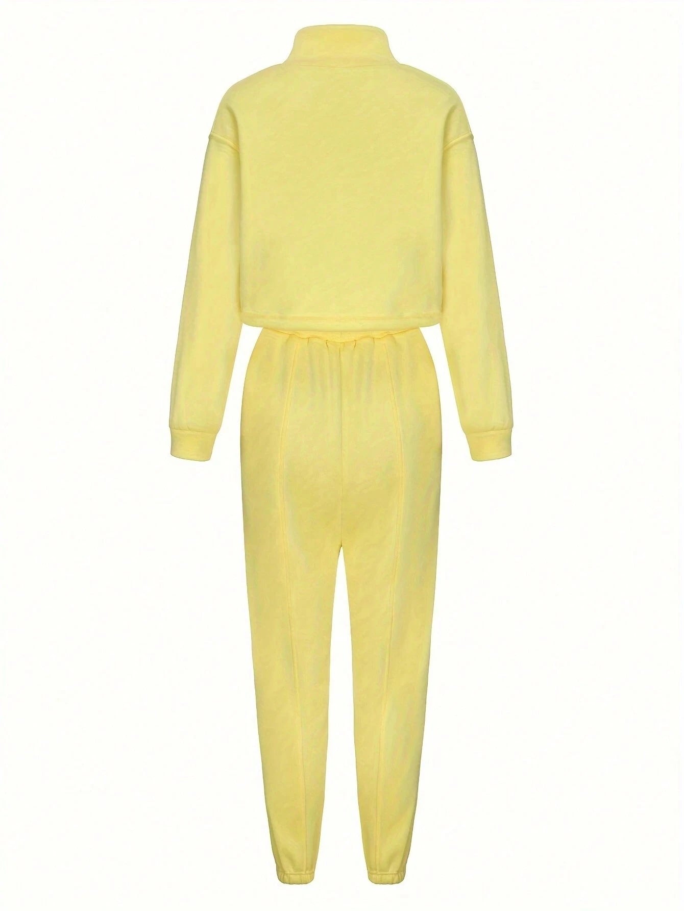 EZwear Dropped Shoulder Drawstring Hem Sweatshirt And Sports Pants Two Piece Outfit shein
