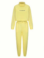 EZwear Slogan Print Drawstring Hem Sweatshirt And Sweatpants Two Piece Set shein