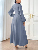 Modely Women's Solid Color Simple Daily Long Sleeve Dress shein