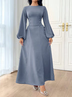 Modely Women's Solid Color Simple Daily Long Sleeve Dress shein