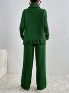 Essnce 2pcs/Set Women Casual High Neck Drop Shoulder Sweater And Pants shein