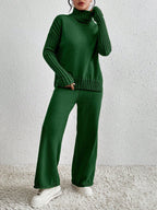 Essnce 2pcs/Set Women Casual High Neck Drop Shoulder Sweater And Pants shein