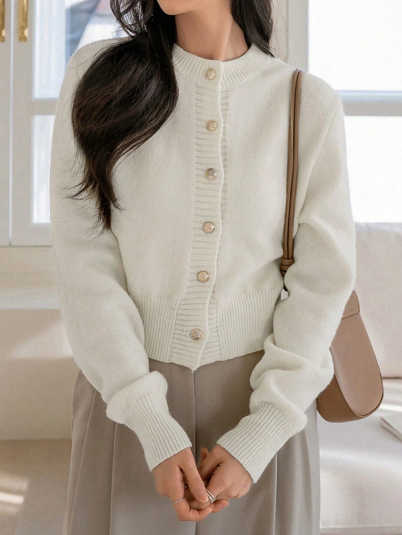 Dazy-Less Solid Button Front Cardigan shein