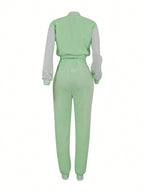 Women's Fashionable Casual Sports Wind Baseball Jacket And Sports Pants Set shein
