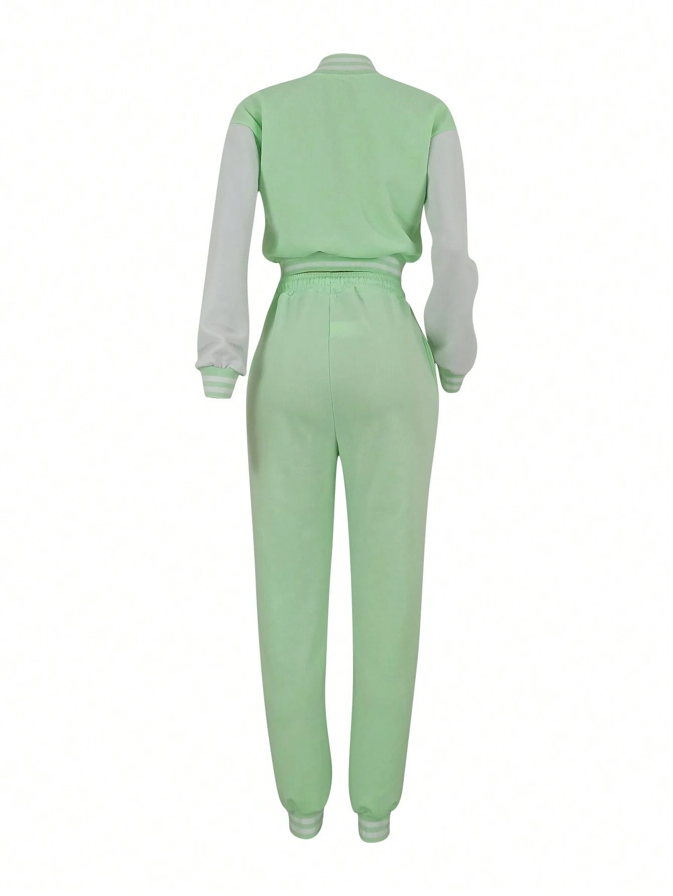 Women's Fashionable Casual Sports Wind Baseball Jacket And Sports Pants Set shein