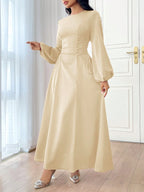 Modely Women's Solid Color Simple Daily Long Sleeve Dress shein