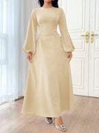 Modely Women's Solid Color Simple Daily Long Sleeve Dress shein