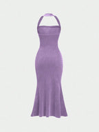 Sweetro Women's Halter Neck Mermaid Hem Dress shein
