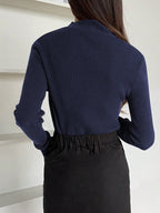 DAZY Women's Solid Stand Collar Long Sleeve Casual Business Pullover Sweater shein