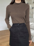 DAZY Women's Solid Stand Collar Long Sleeve Casual Business Pullover Sweater shein